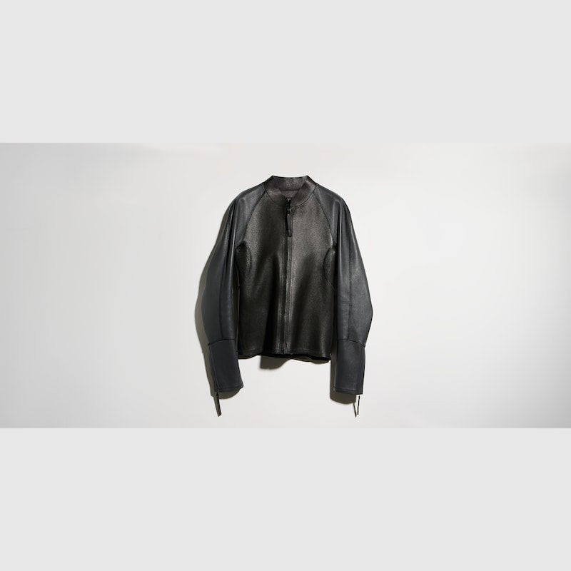 Gucci Giacca in pelle martellata con cerniera