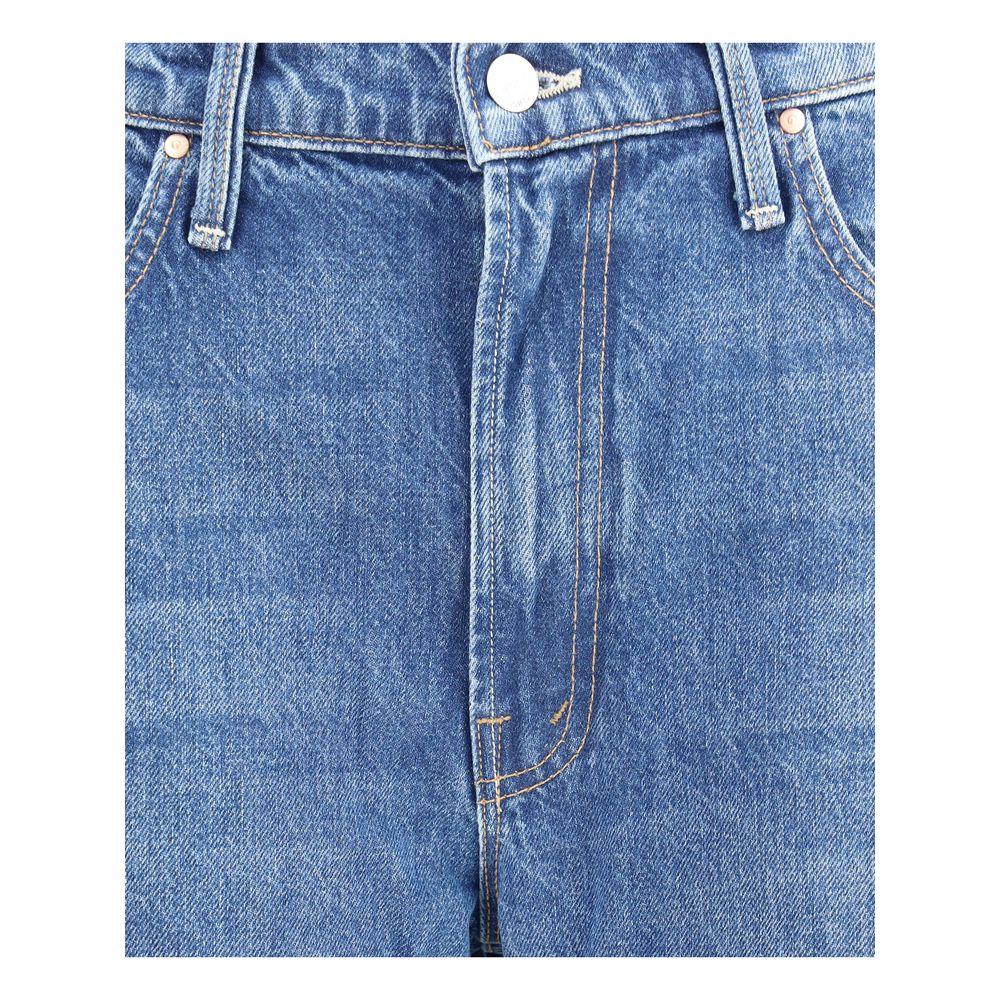 Blue Cotton Cropped Jeans