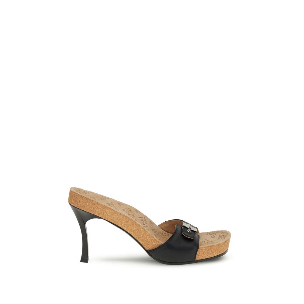 Black Calf Leather Bos Taurus Stiletto Heel Sandals