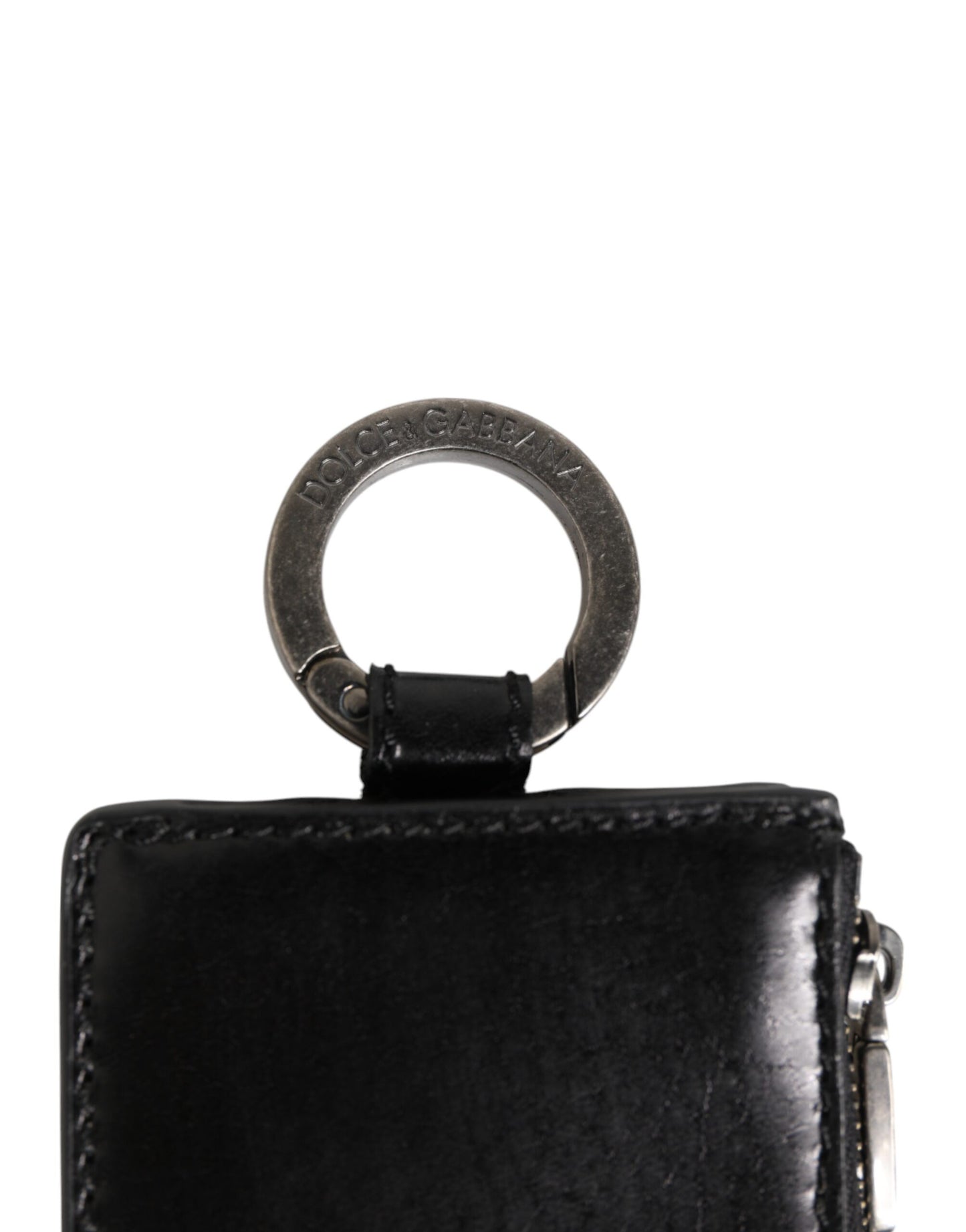 Black Leather Logo Embossed Lanyard Card Holde Wallet