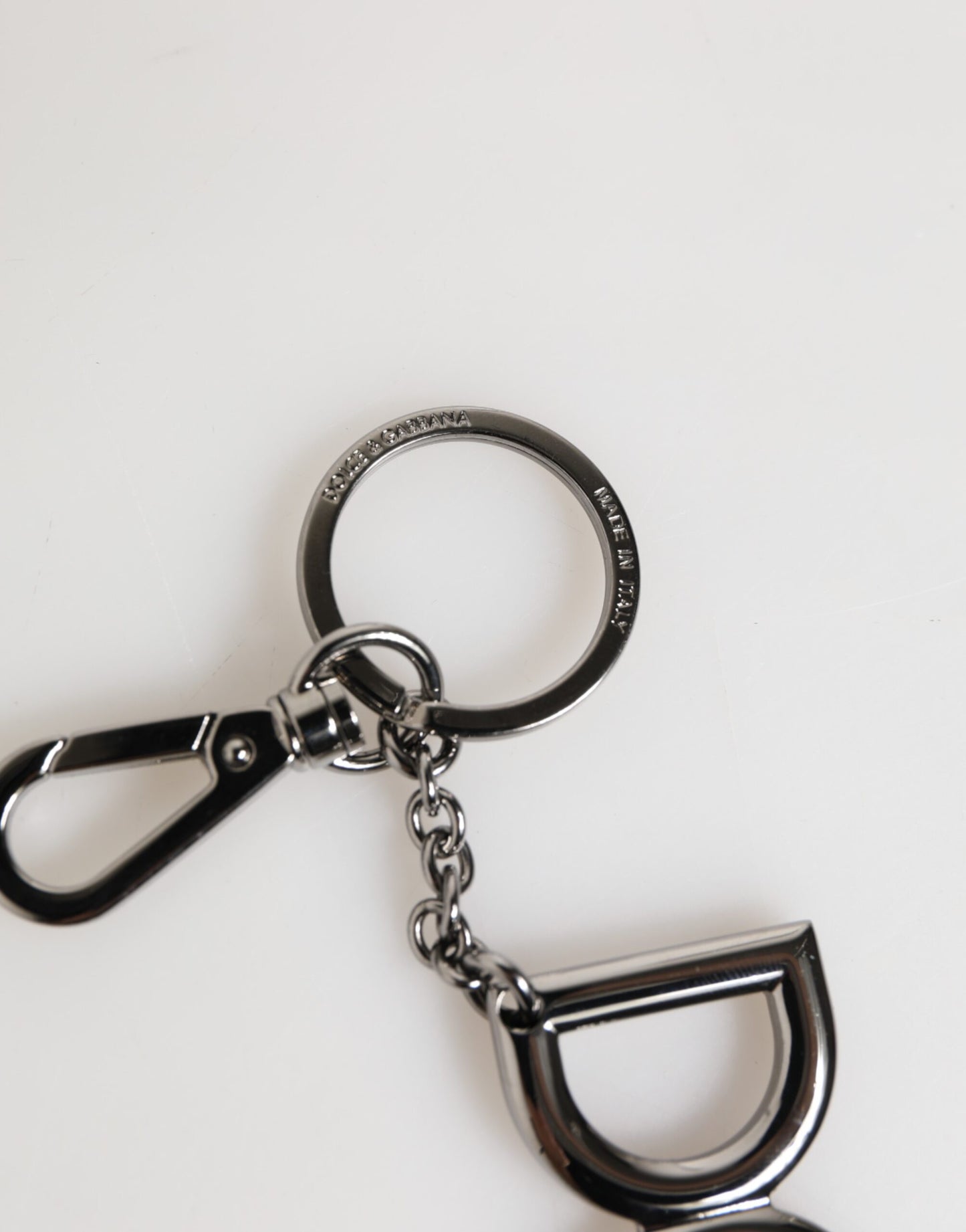 Silver Brass DG Logo Metal Keychain Holder Men Keyring
