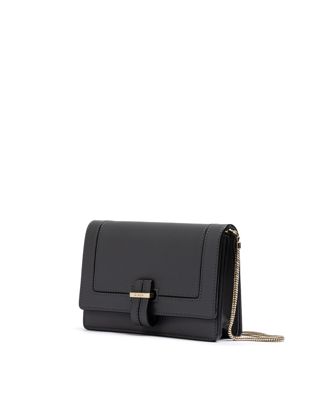 Dark Grey Leather Clutch Bag