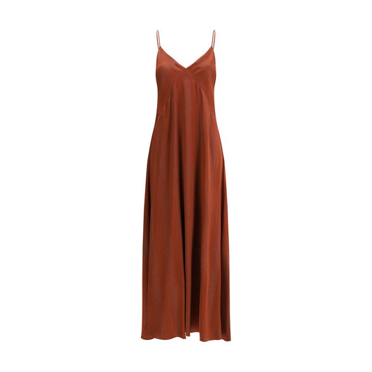 Orange Silk Casual Dress