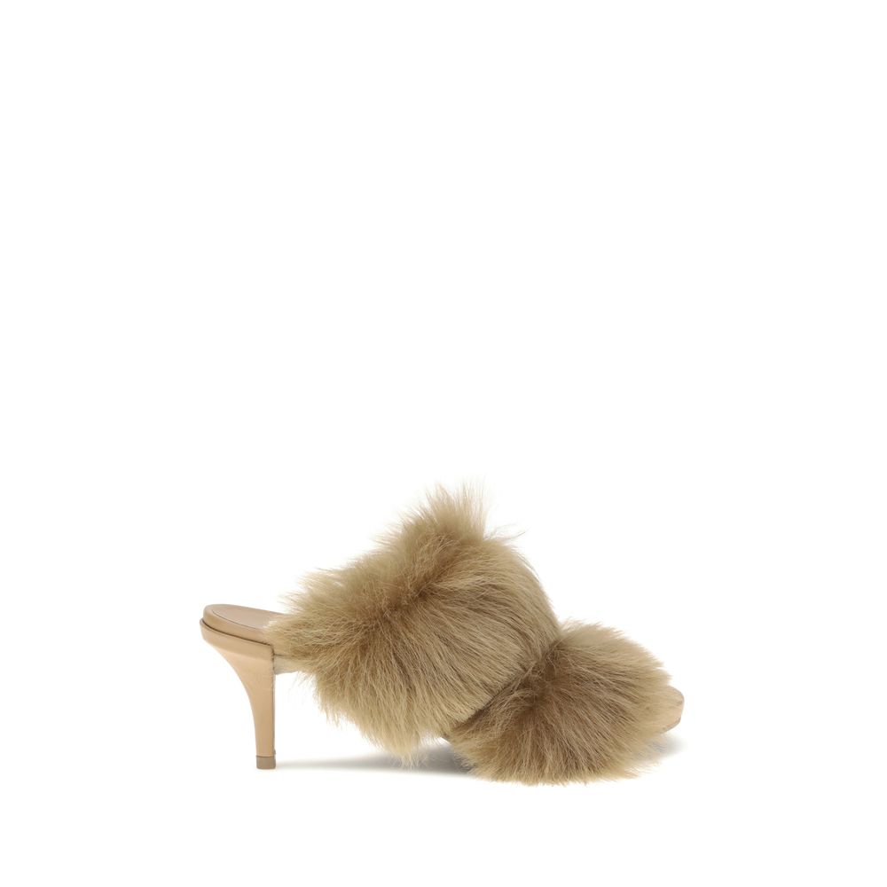 Beige Leather Stiletto Heel Sandals