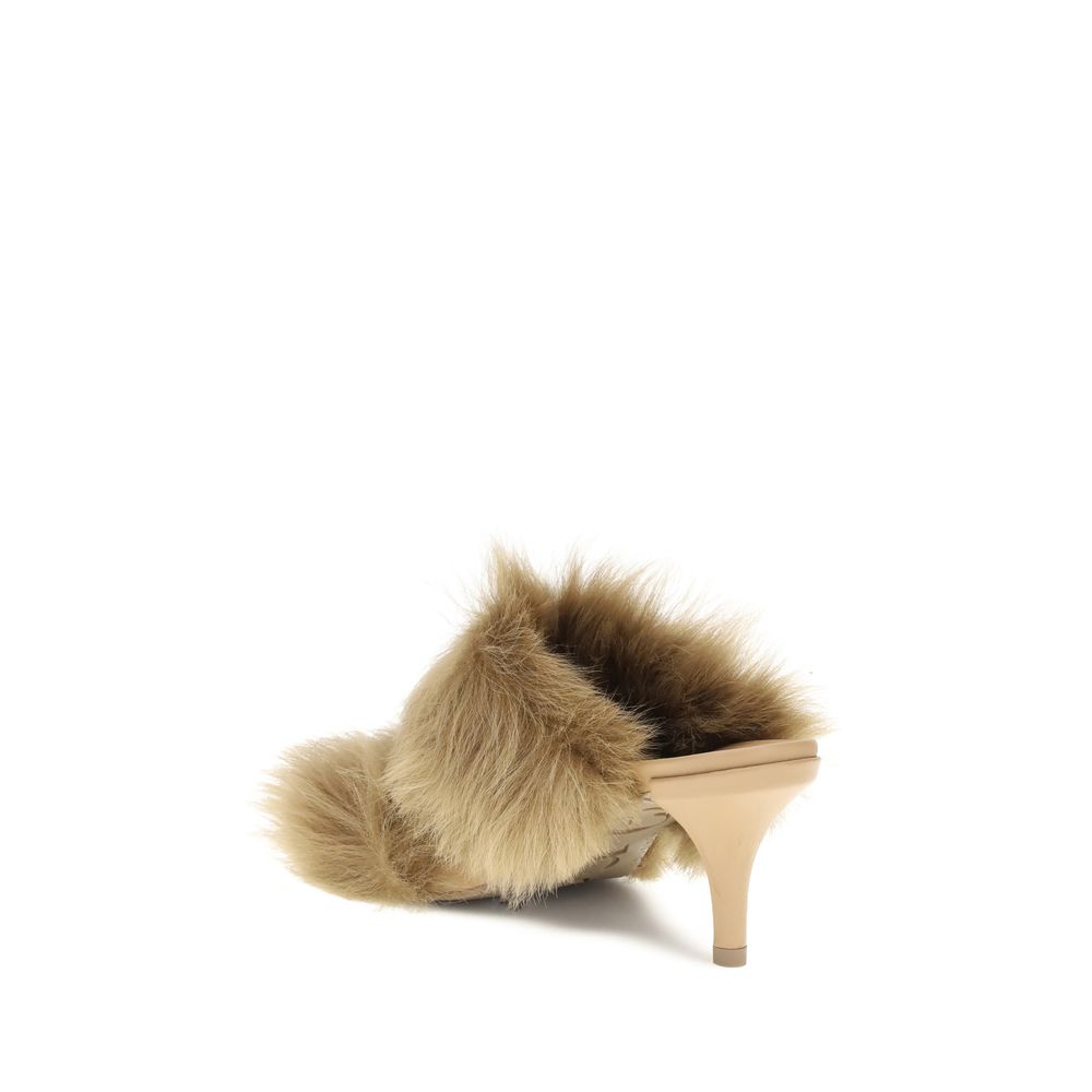 Beige Leather Stiletto Heel Sandals