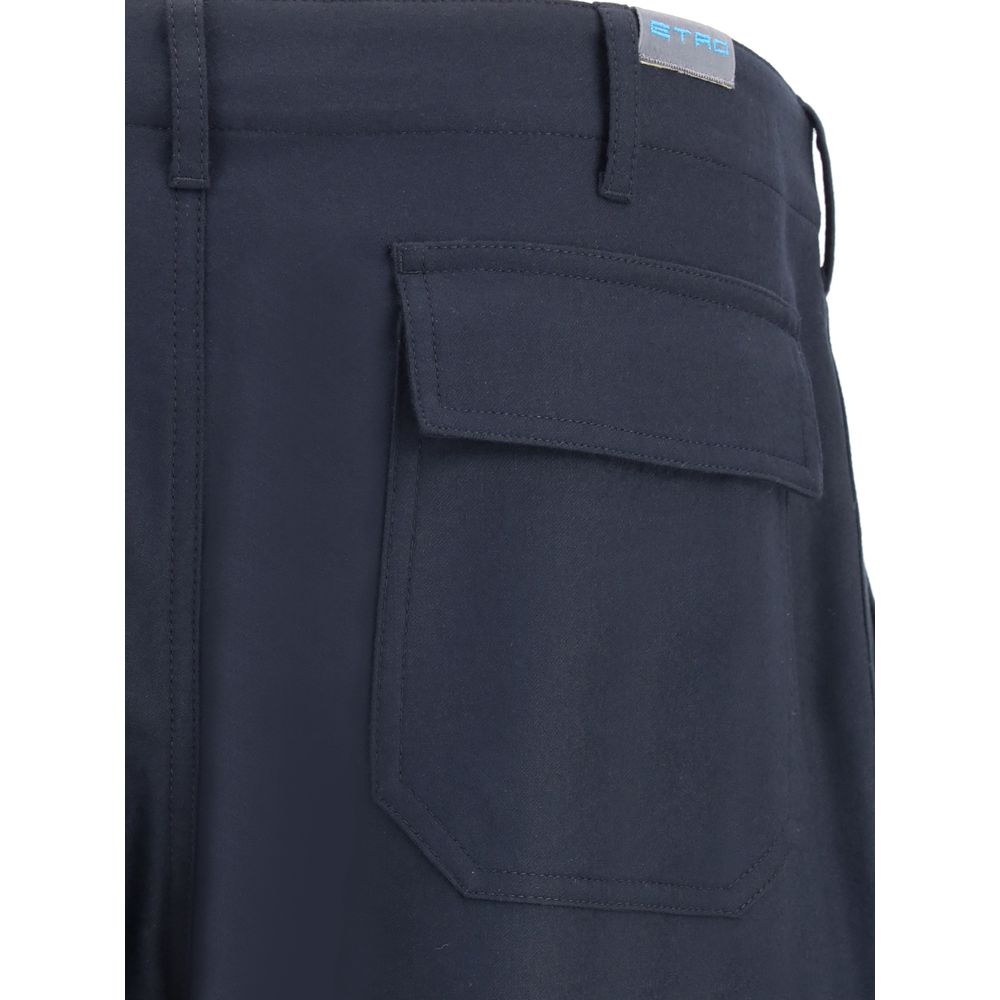 Blue Wool Cargo Pants