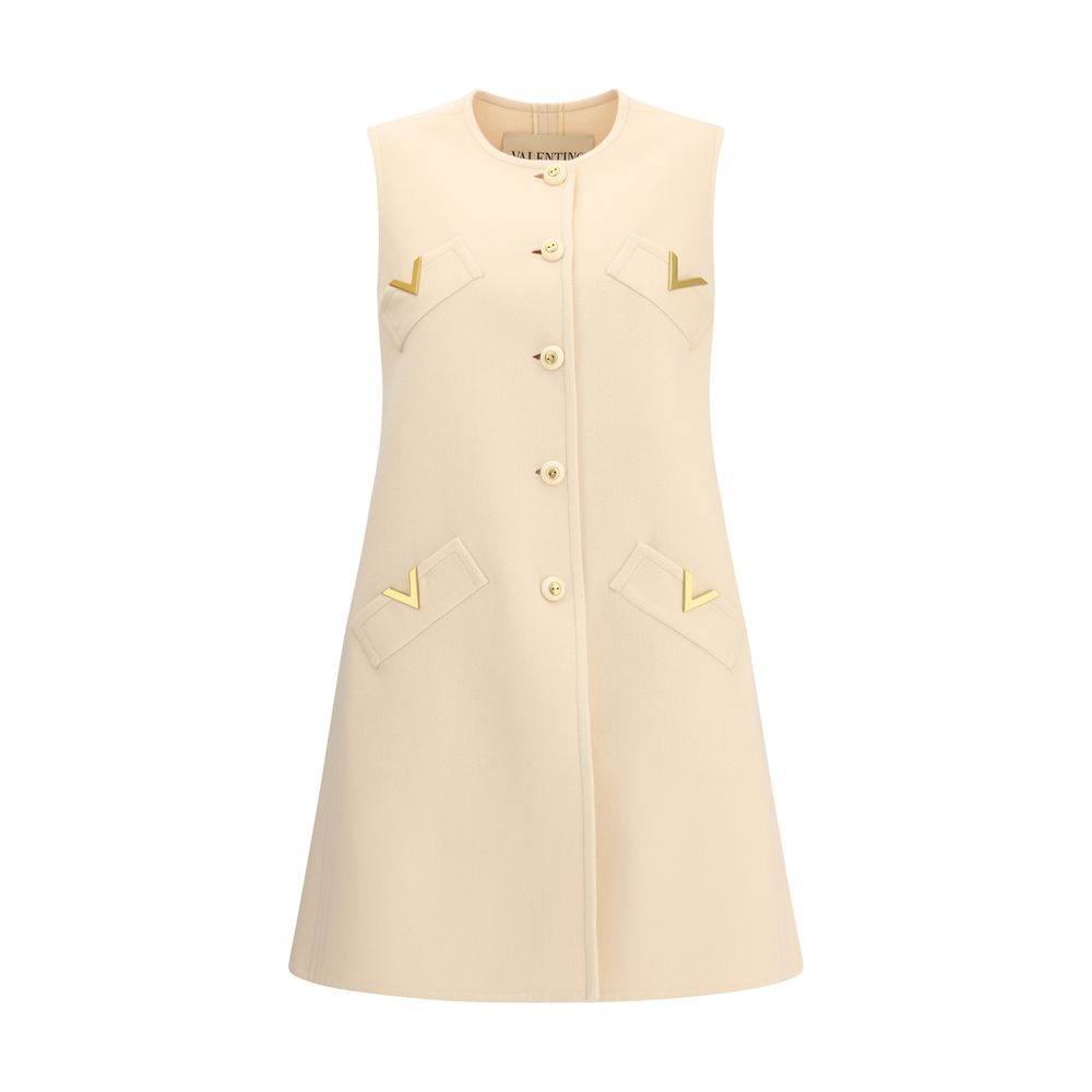 Beige Fleece Wool Casual Dress