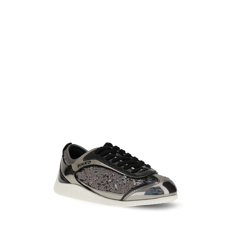 Silver Nylon Chunky Sneakers