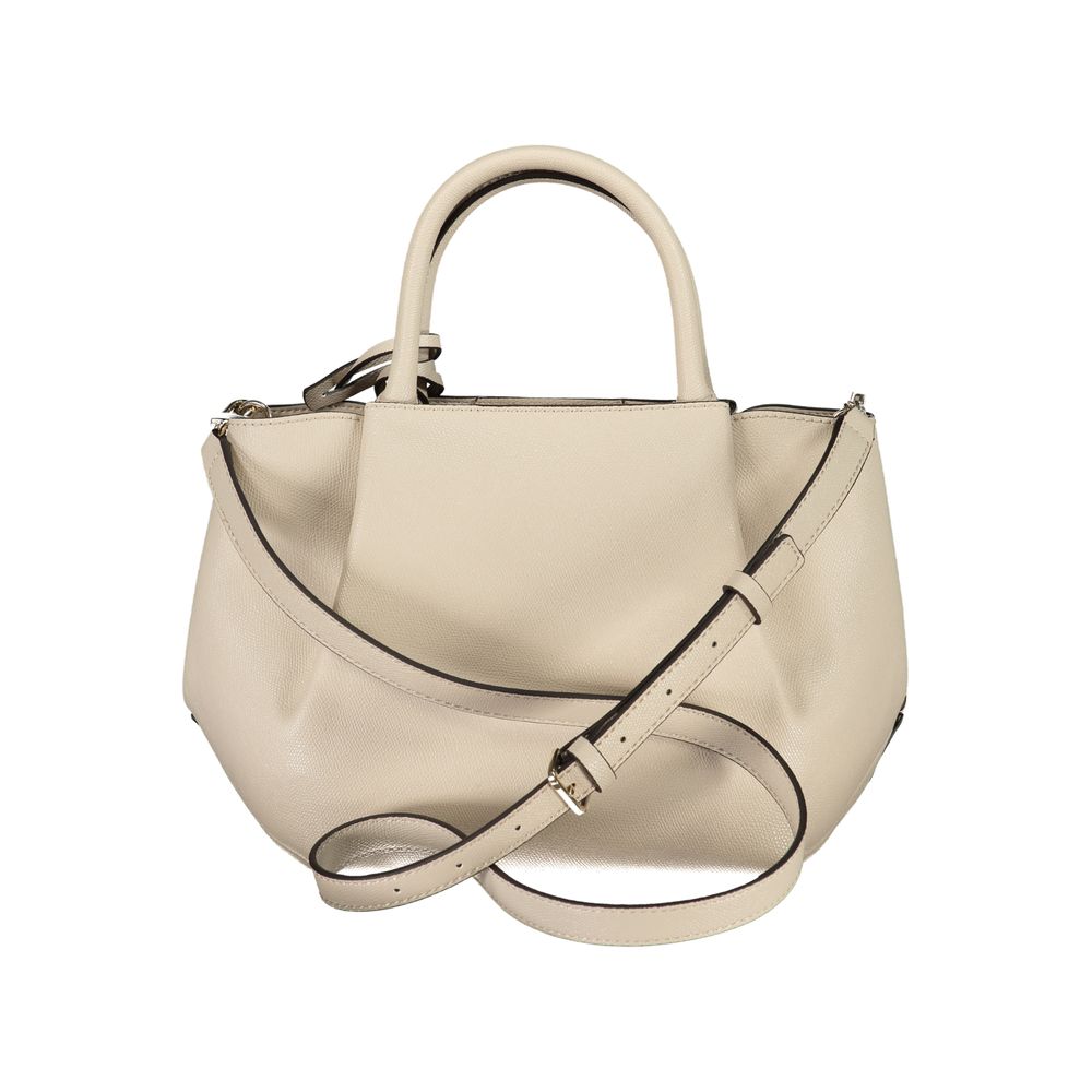 Beige Polyurethane Women's Handbag