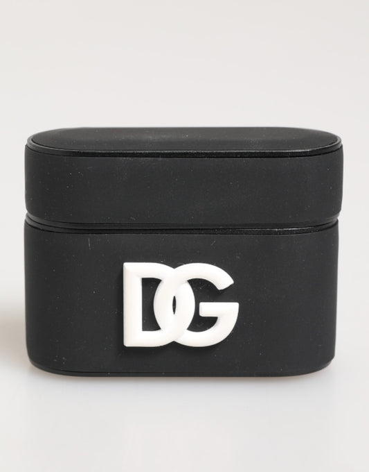 Black White Rubber Embossed Logo Accessory Airpods Case