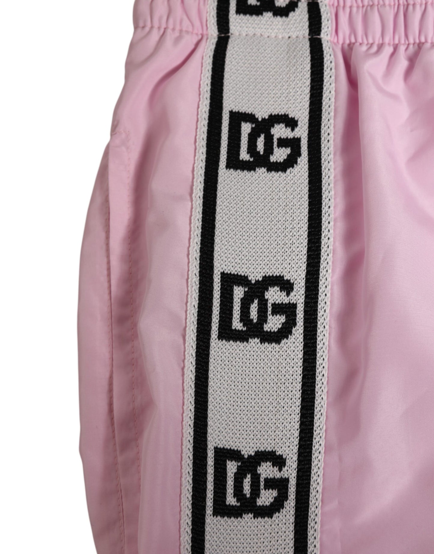 Pink Nylon Logo Side Stripe Beachwear Men Swimwear
