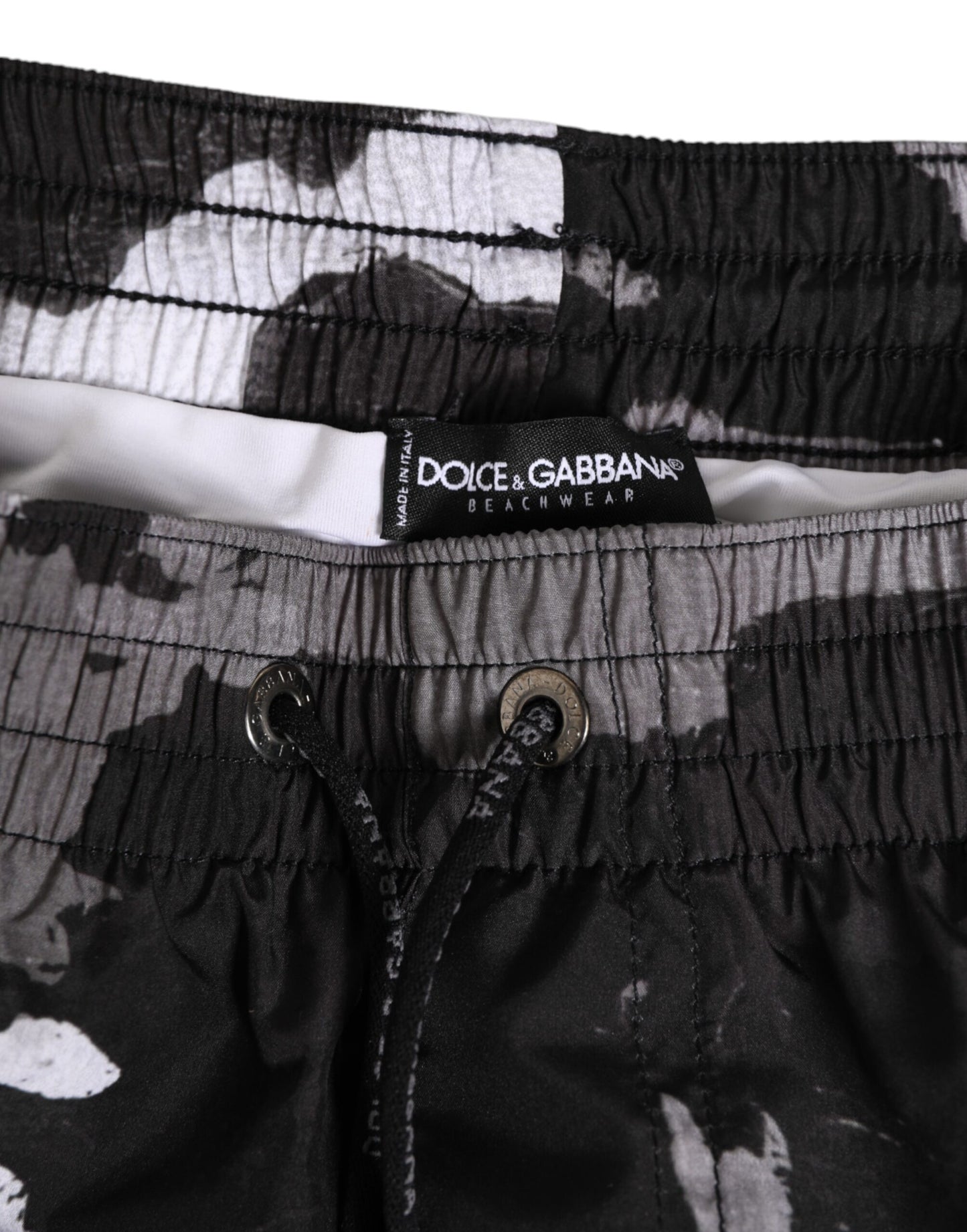 Black White Camouflage DG Logo Men Swimwear