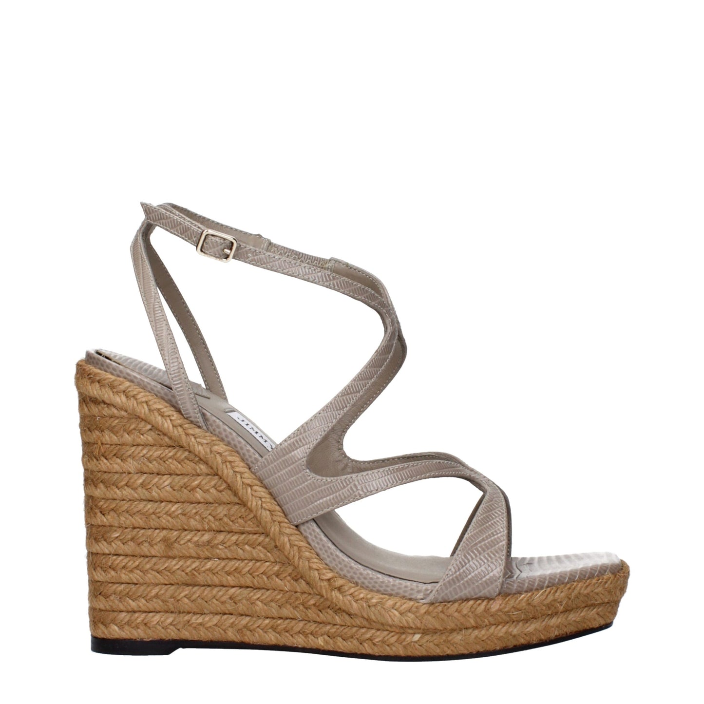 Gray Leather Wedge Sandals