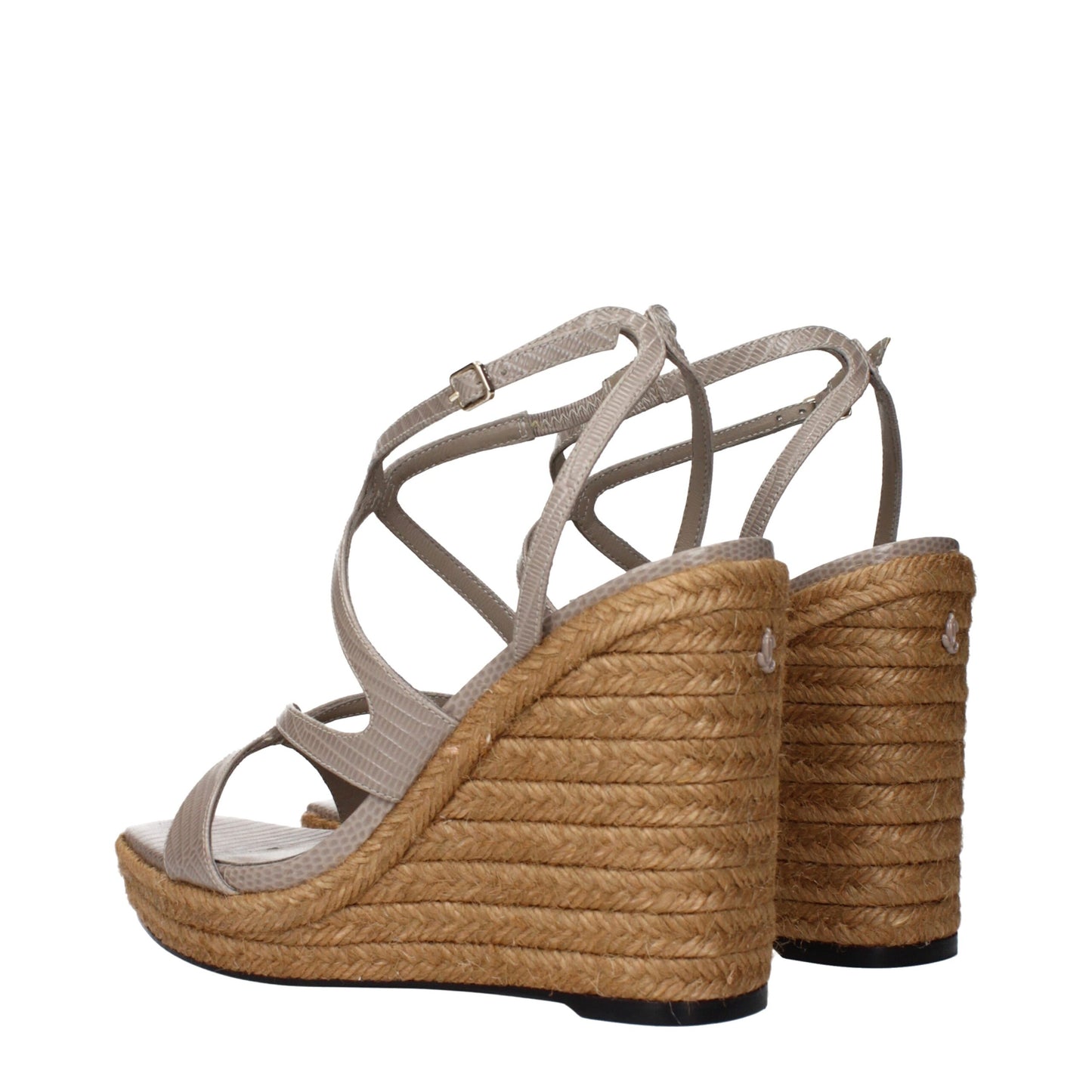 Gray Leather Wedge Sandals