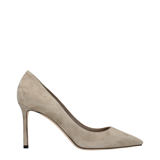 Gray Leather High Heel Pumps