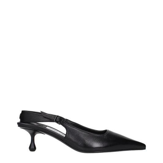 Black Leather Flat Sandals