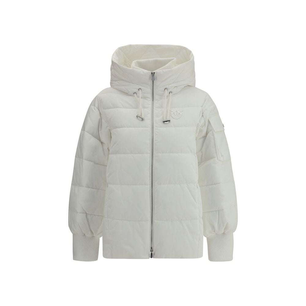 White Polyester Full-Length Jacket