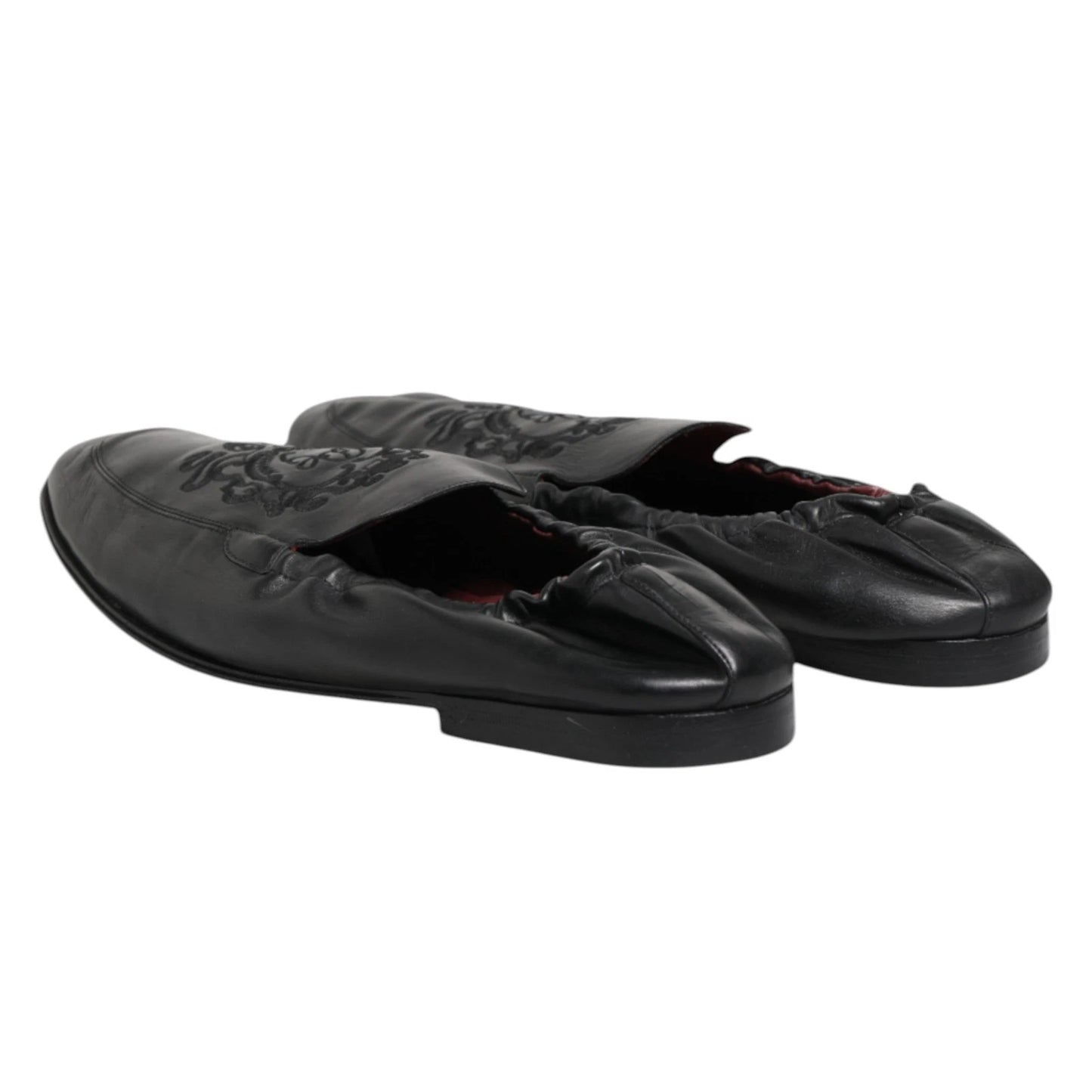 Black Leather Slip On Men Flat Loafers Shoes