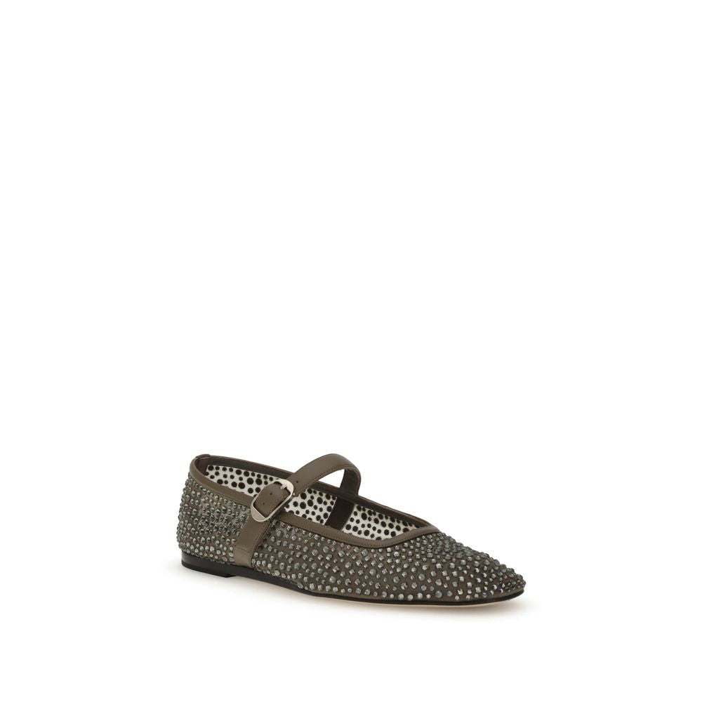 Gray Other Fibres Ballet Flats