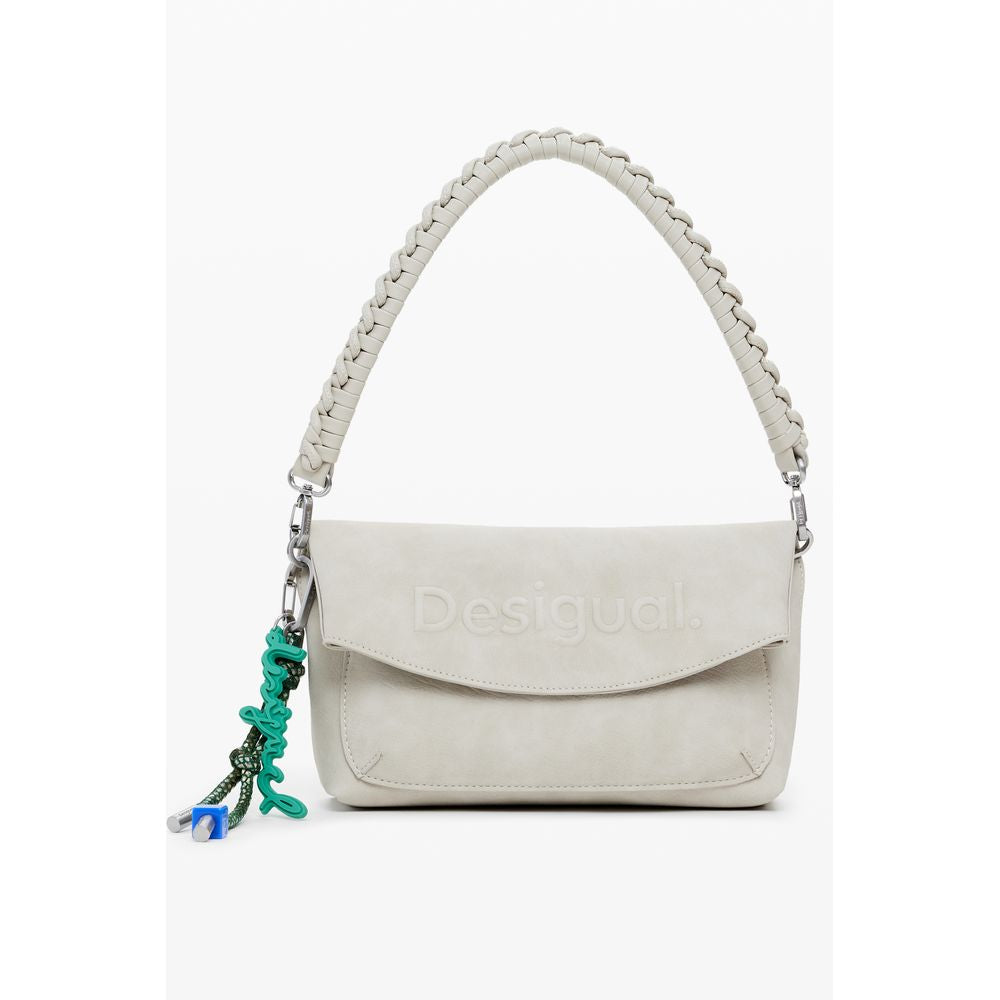 Beige Polyurethane Women Handbag