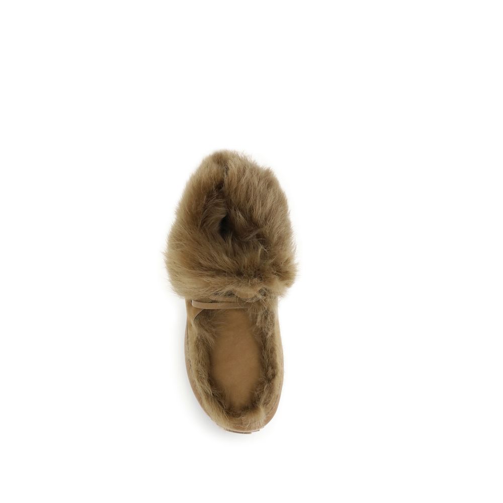 Beige Leather Ankle Boots