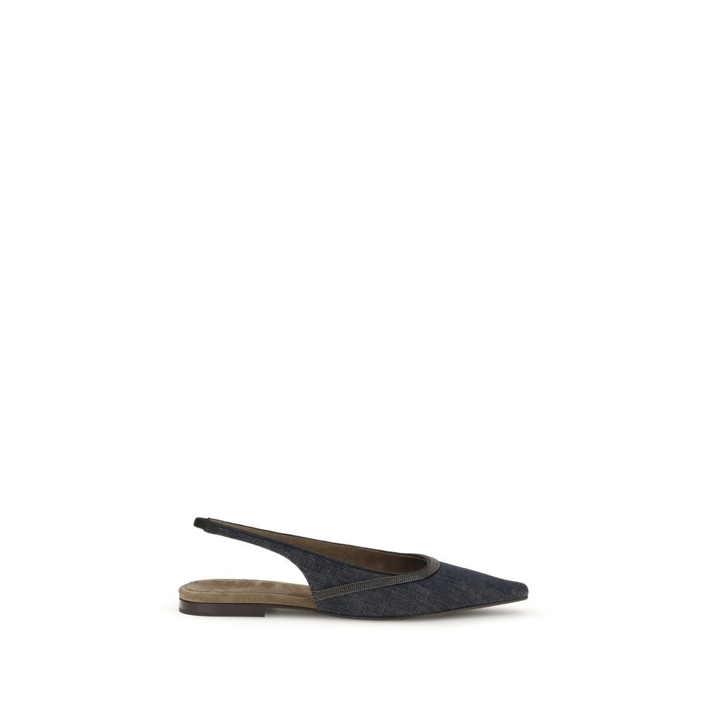 Blue Cotton Ballet Flats