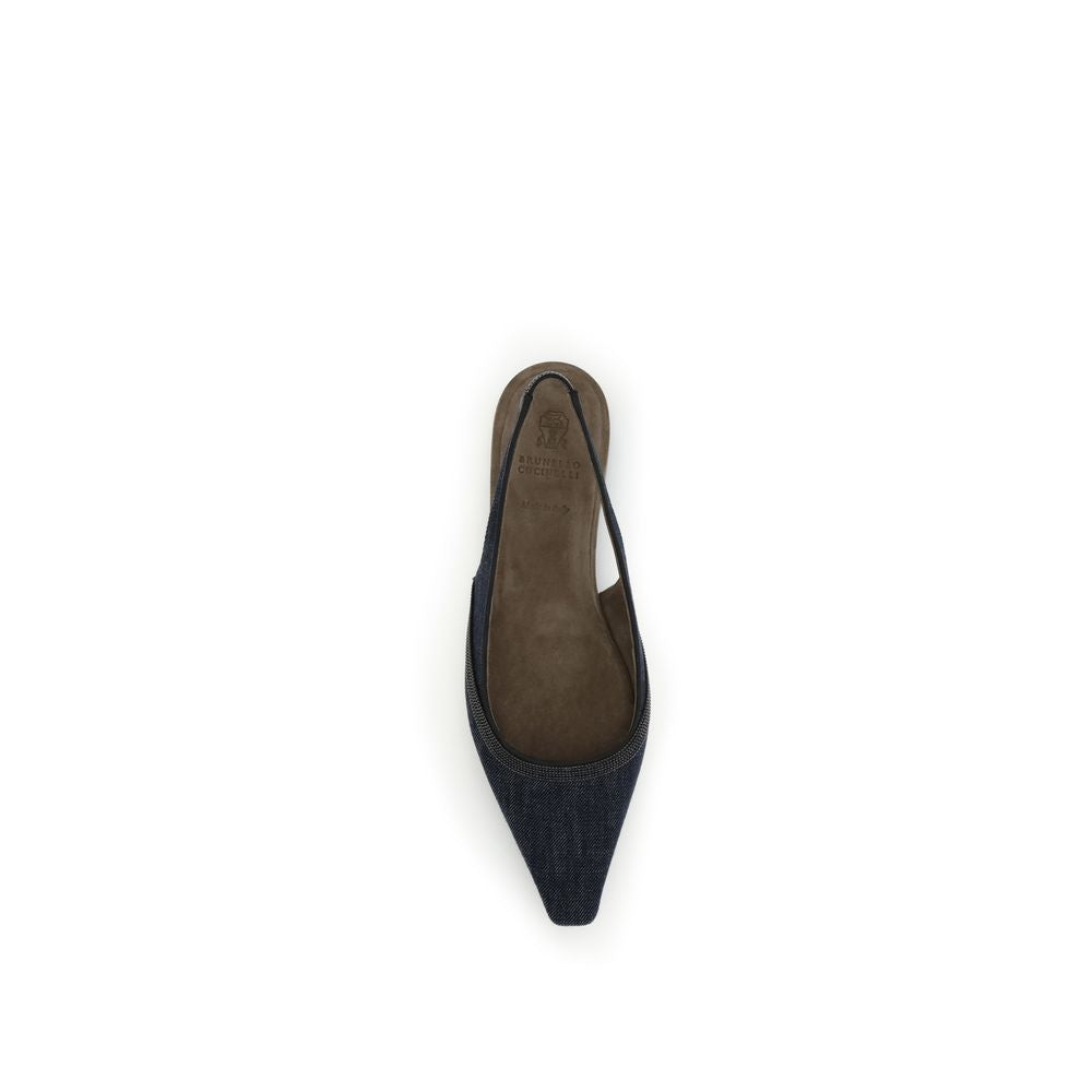 Blue Cotton Ballet Flats