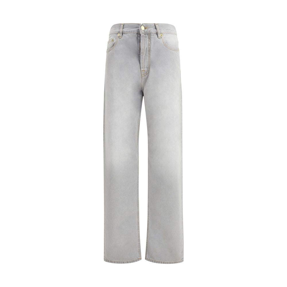 Gray Cotton Relaxed Fit Jeans