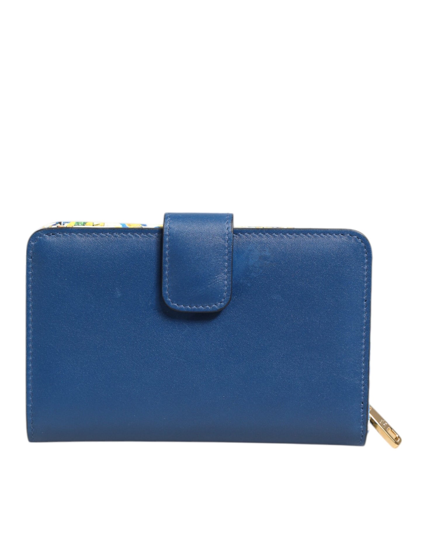 Blue Leather Continental Tile Print Zip Card Holder Purse Wallet