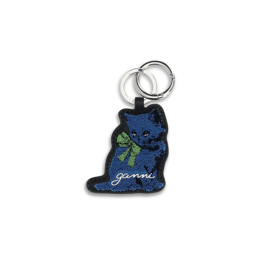 Blue Recycled Leather Keychain