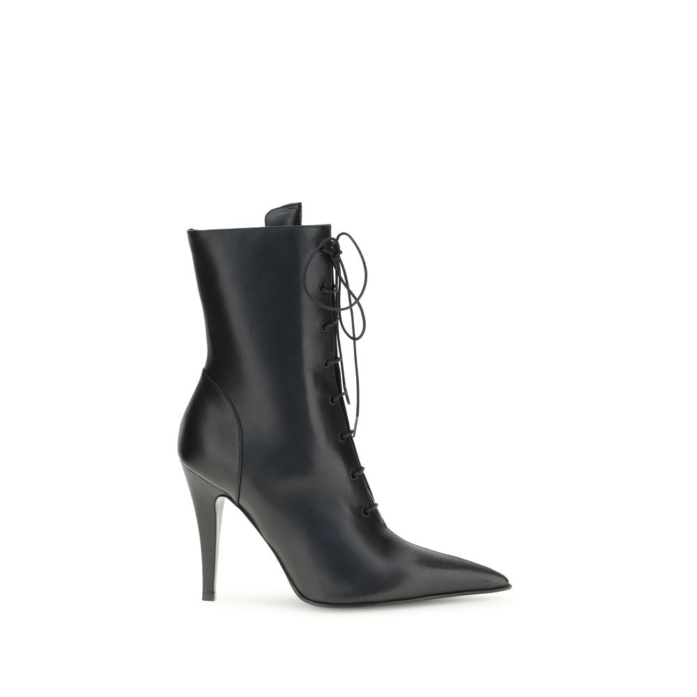 Black Calf Leather Bos Taurus Lace-Up Boots