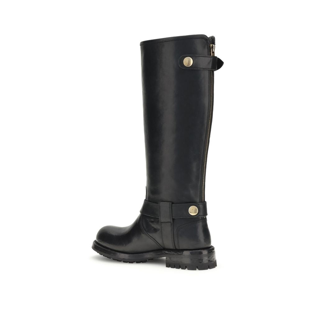 Black Calf Leather Bos Taurus Lace-Up Boots