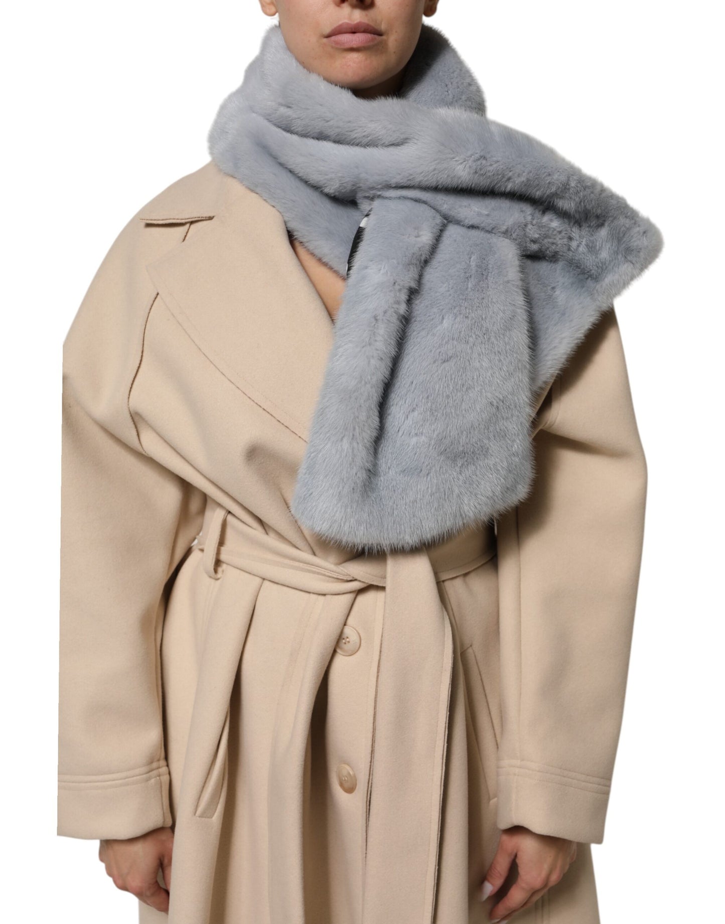 Powder Blue Mink Fur Neck Warmer Scarf