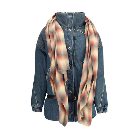 Blue Leather Denim Jacket