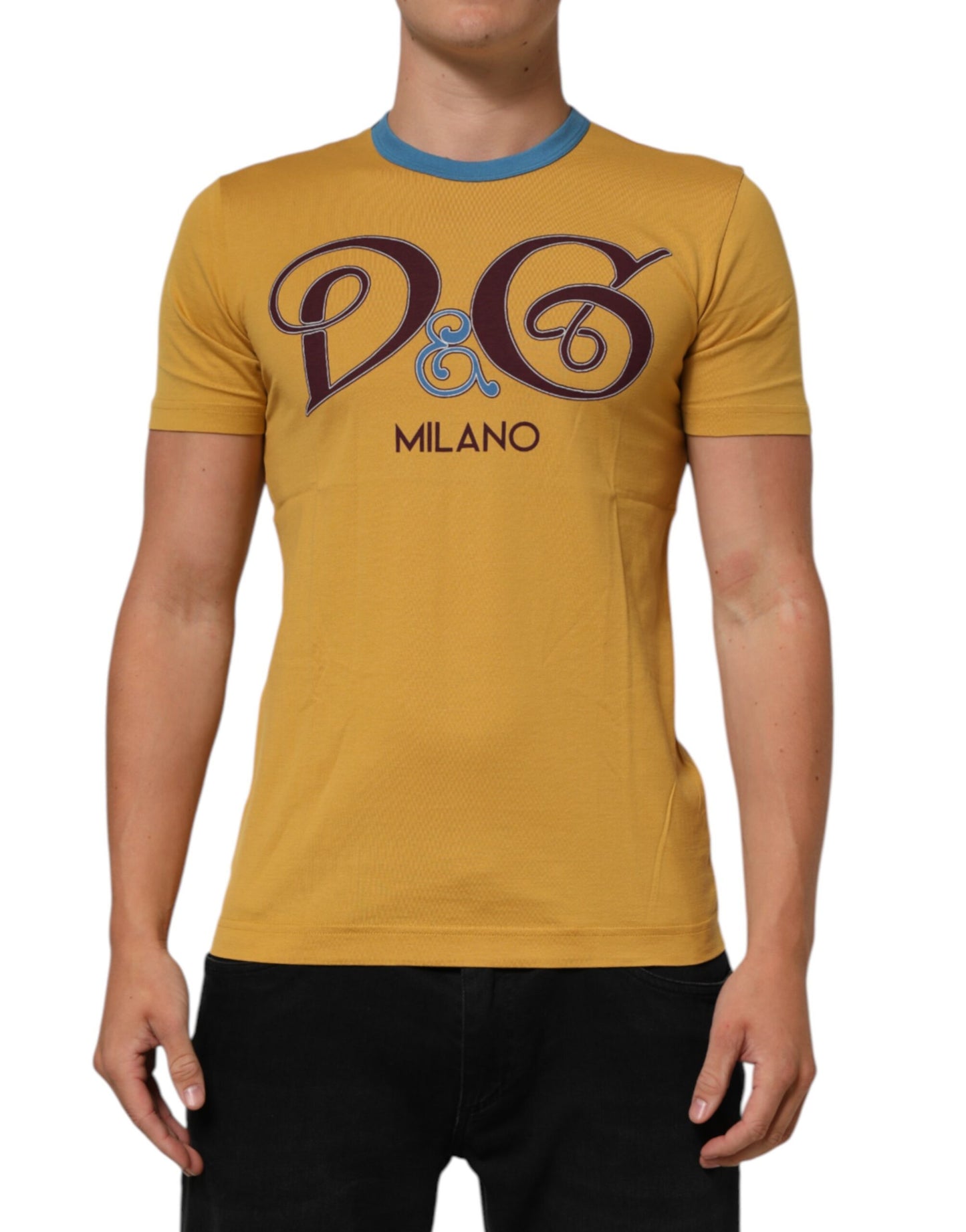 Yellow Logo Crew Neck Short Sleeves T-shirt