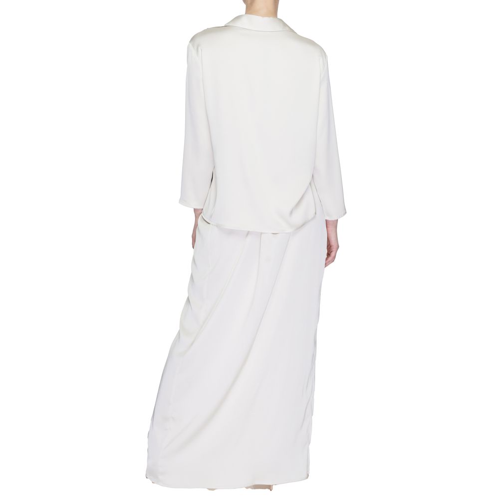 Beige Polyester Long Dress
