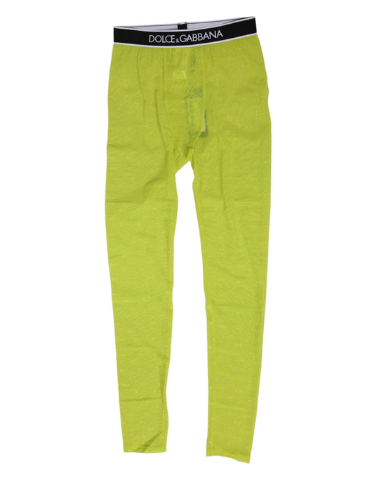 Neon Green Nylon Logo Lace Leggings Pants Underwear