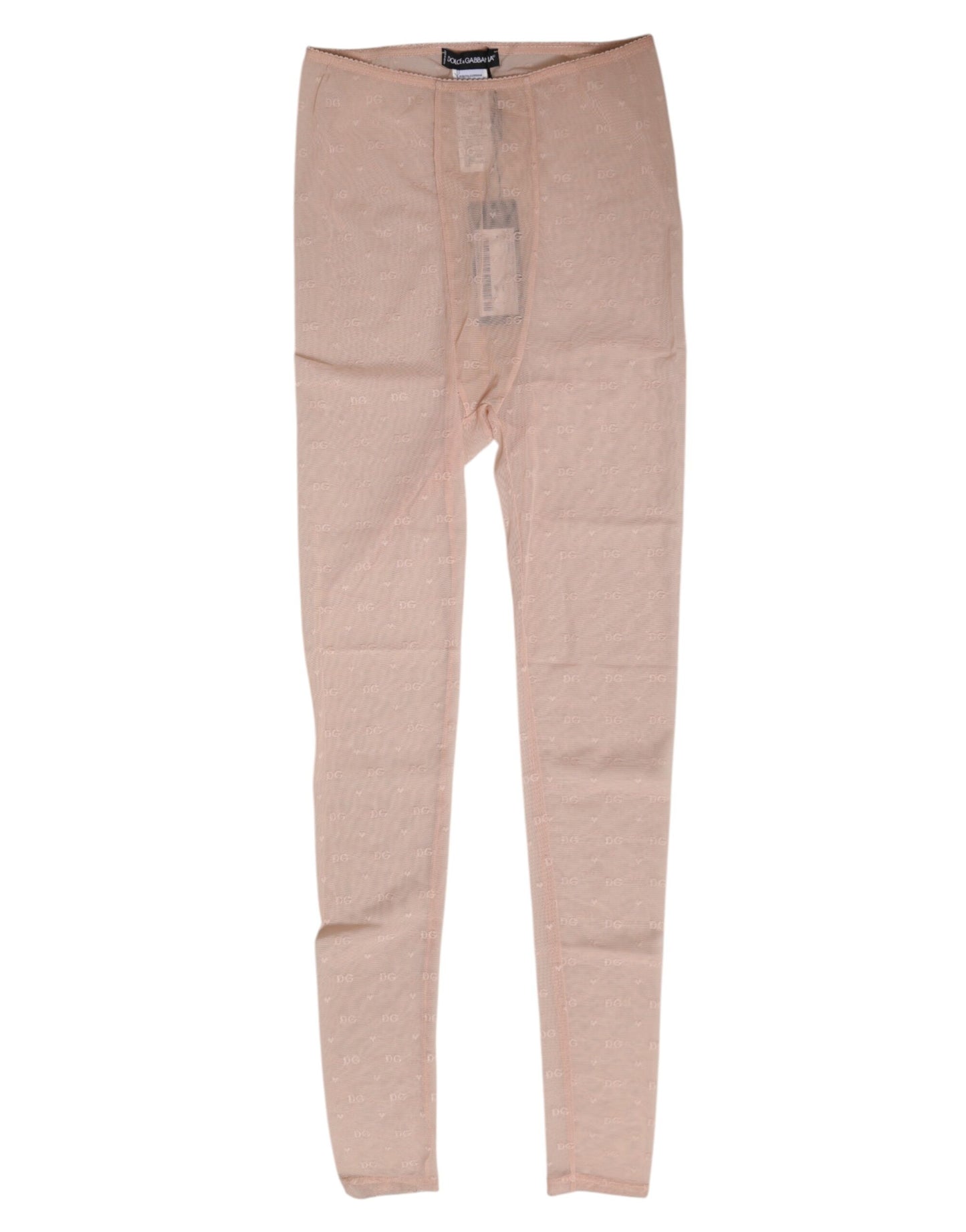 Beige Nylon Logo Lace Leggings Pants Underwear