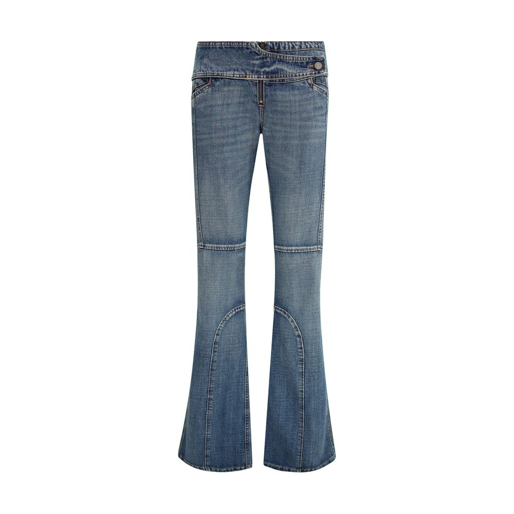 Blue Polyester Flared Jeans