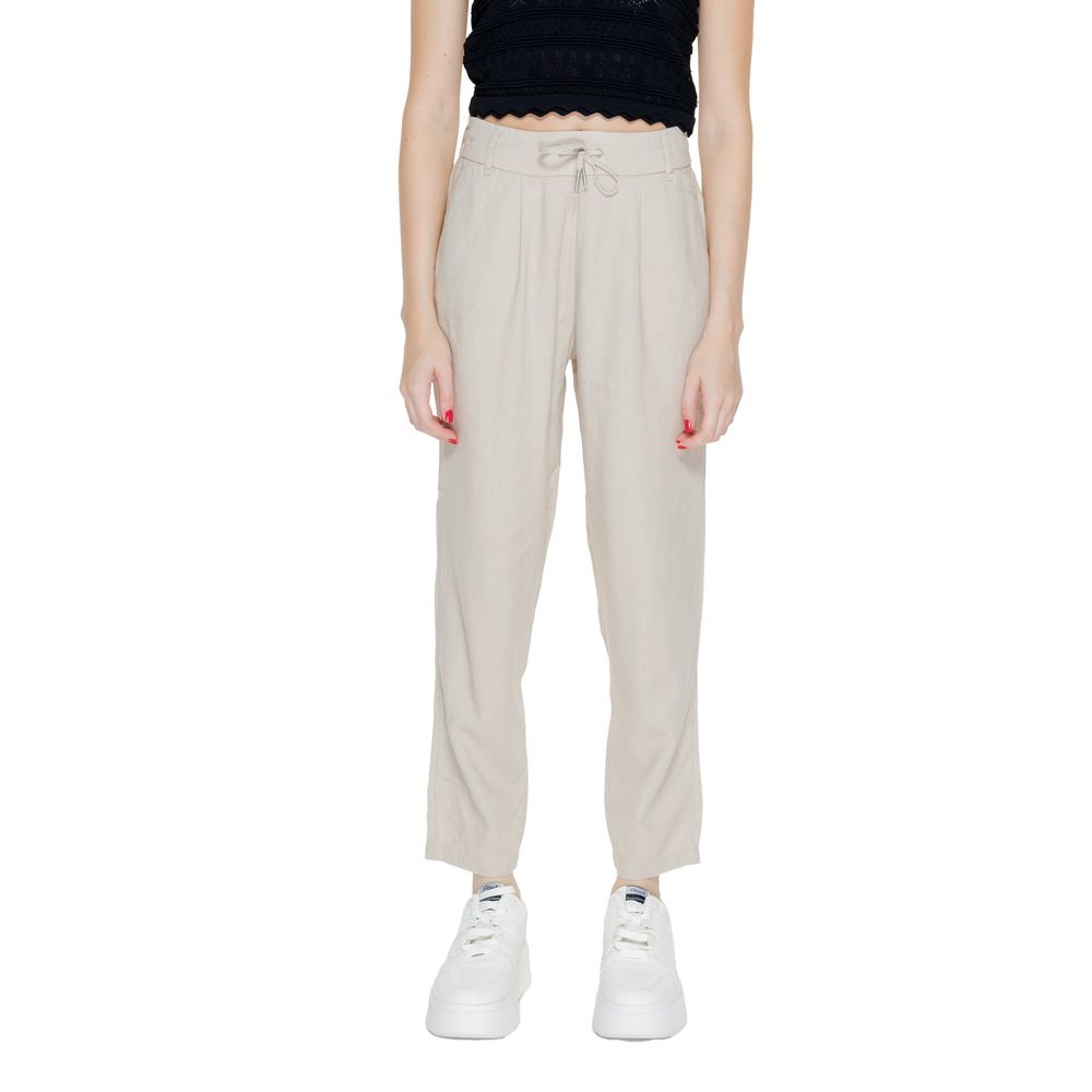 Beige Linen Casual Pants
