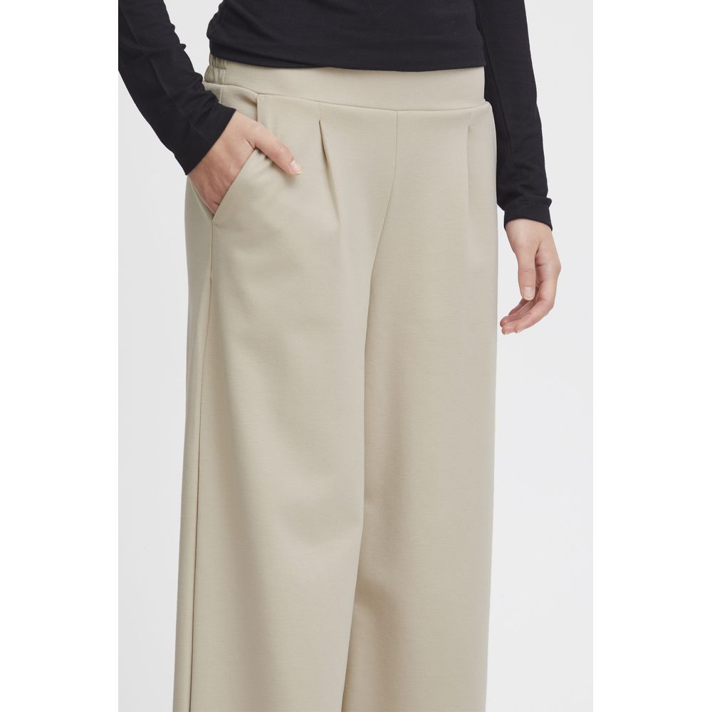 Beige Recycled Polyurethane Casual Pants