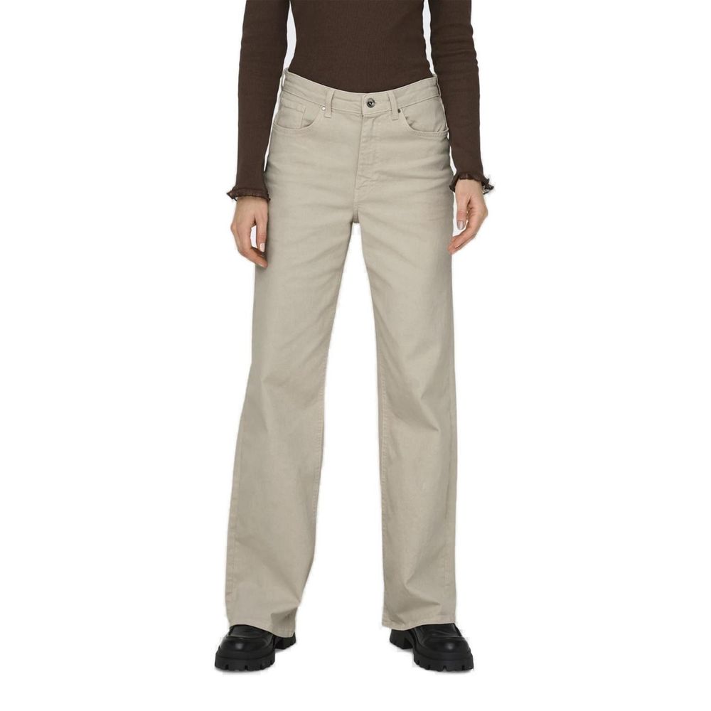 Beige Cotton Relaxed Fit Jeans