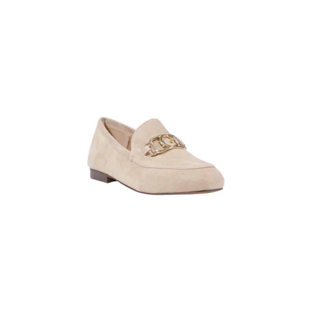 Beige Leather Platform Pumps