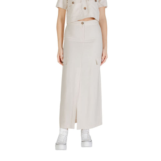 Beige Viscose Long Skirt