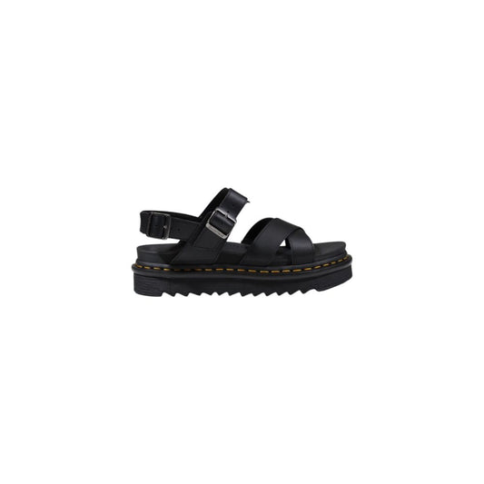 Black Leather Flat Sandals