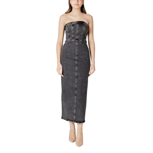 Black Cotton Midi Dress