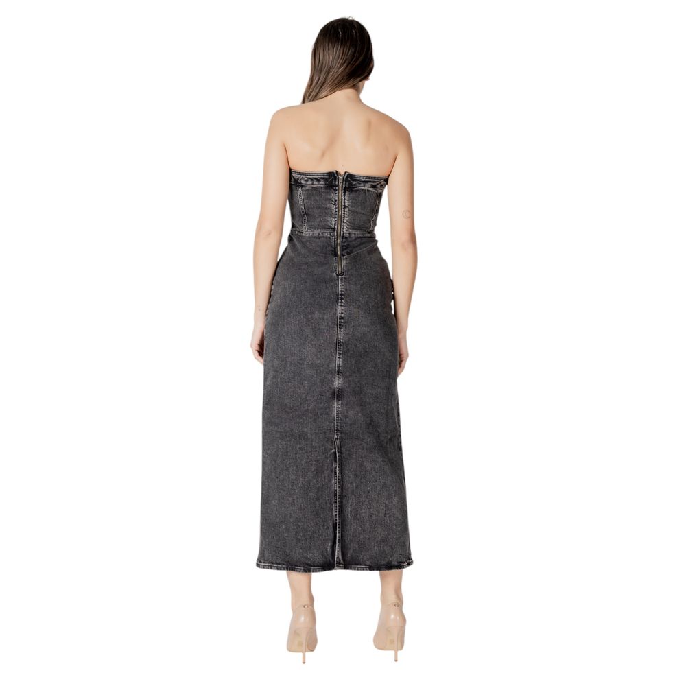 Black Cotton Midi Dress