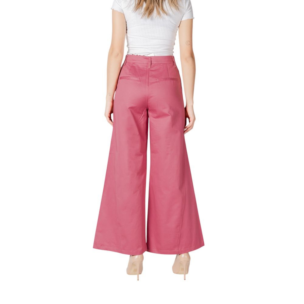 Pink Cotton Casual Pants