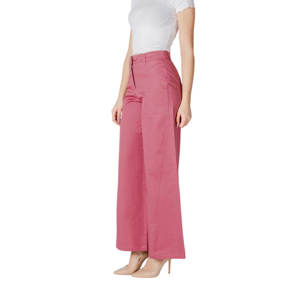 Pink Cotton Casual Pants
