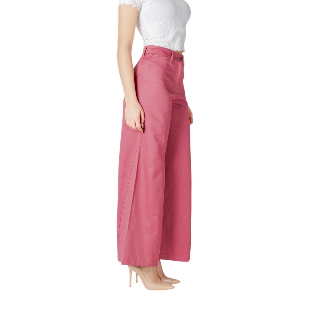 Pink Cotton Casual Pants